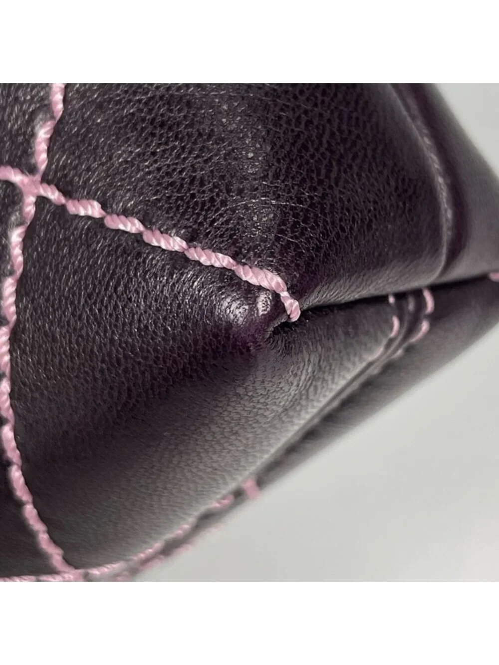 Chanel Pouch Wild Stitch CC Logo Leather Purple